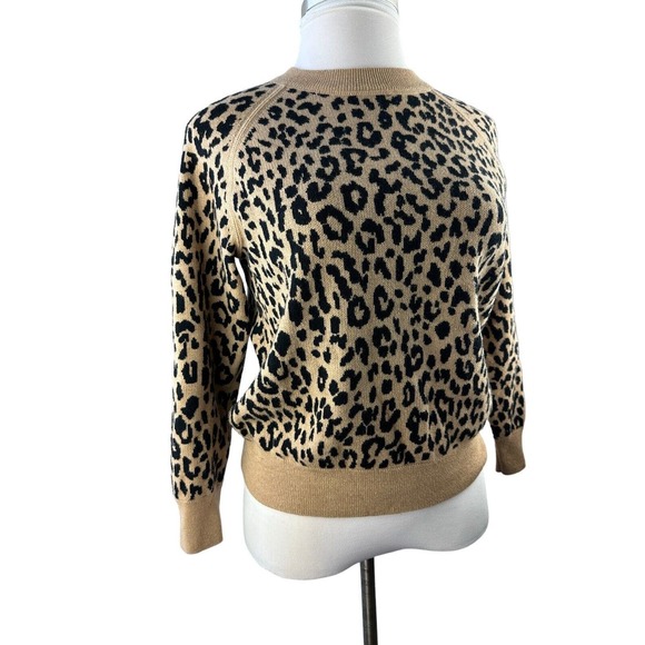 J. Crew Boyfriend Crewneck Sweater Leopard Print Re-Imagined Wool AK037 Small - Picture 14 of 14